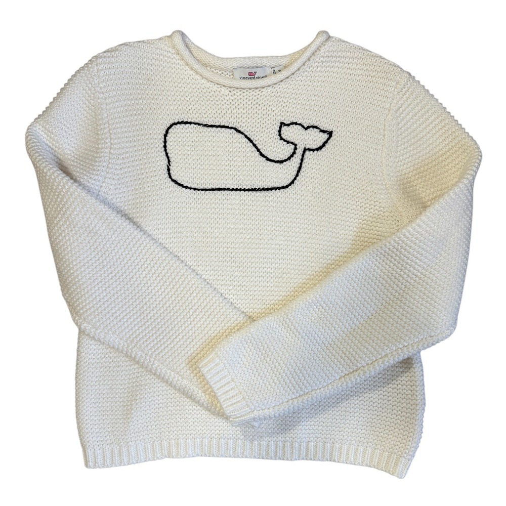 Vineyard‎ Vines Kids XL Cream Whale Logo Knit Sweater Long Sleeve